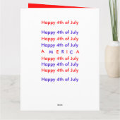 Gelukkig op 4 juli, Amerika, Wenskaart Kaart (Achterkant)