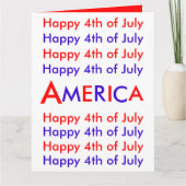 Gelukkig op 4 juli, Amerika, Wenskaart Kaart (Voorkant)