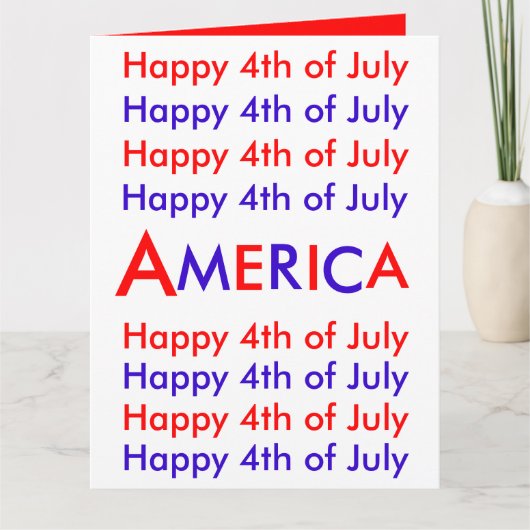 Gelukkig op 4 juli, Amerika, Wenskaart Kaart (Voorkant)