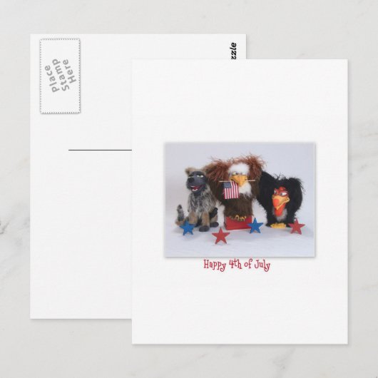 Gelukkig op 4 juli!!!! briefkaart (Voorkant / Achterkant)