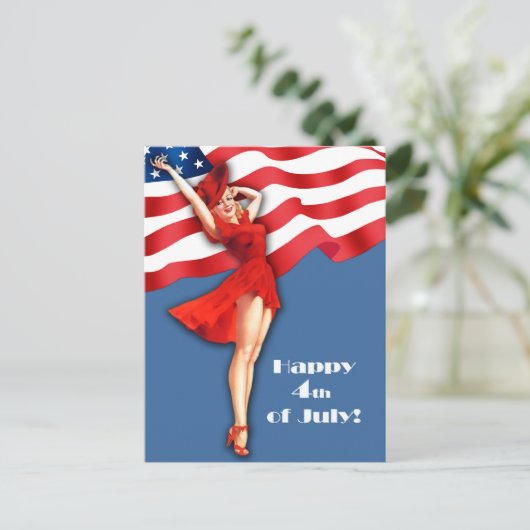 Gelukkig op 4 juli.  Briefkaarten voor pop-upontwe (Staand voorkant)