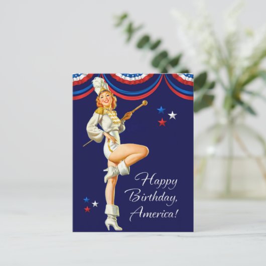 Gelukkig op 4 juli.  Briefkaarten voor pop-upontwe (Staand voorkant)