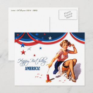 Gelukkig op 4 juli.  Briefkaarten voor pop-upontwe