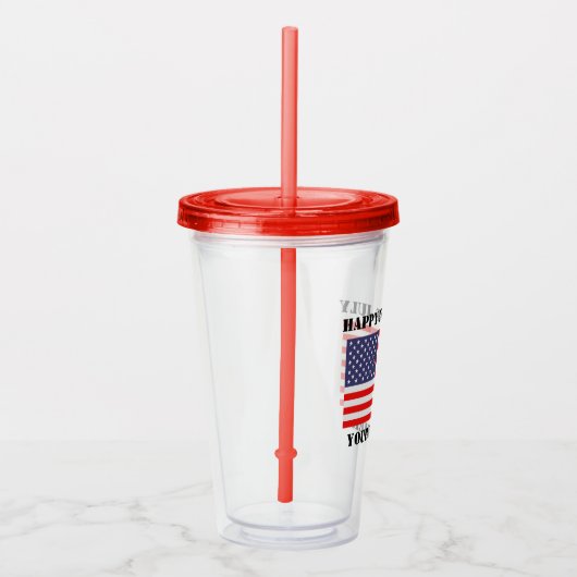 Gelukkig op 4 juli de patriottische Amerikaanse vl Acryl Drinkbeker (Rechts)