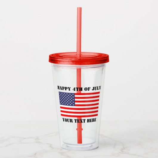 Gelukkig op 4 juli de patriottische Amerikaanse vl Acryl Drinkbeker (Voorkant)
