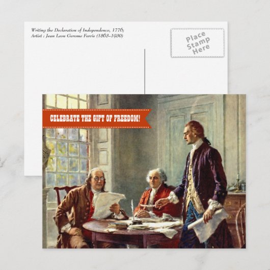 Gelukkig op 4 juli. Fine Art Briefkaart (Voorkant / Achterkant)