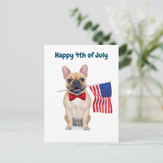Gelukkig op 4 juli Franse Bulldog Feestdagenkaart (Staand voorkant)