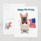 Gelukkig op 4 juli Franse Bulldog Feestdagenkaart (Voorkant / Achterkant)