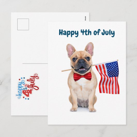 Gelukkig op 4 juli Franse Bulldog Feestdagenkaart