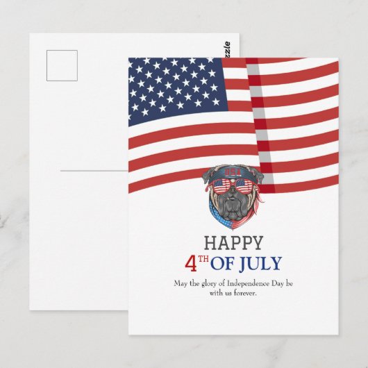 Gelukkig op 4 juli Independence Day Amerikaanse vl Briefkaart (Voorkant / Achterkant)