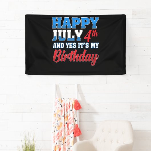 Gelukkig op 4 juli ja Het is mijn geboortedag onaf Spandoek (Insitu)