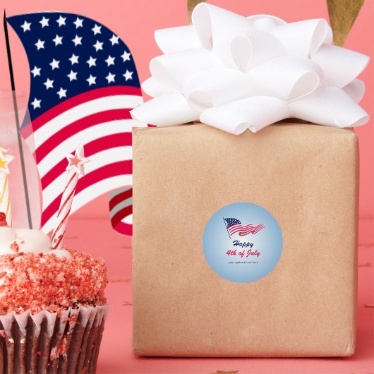 Gelukkig op 4 juli met Amerikaanse vlag Ronde Sticker