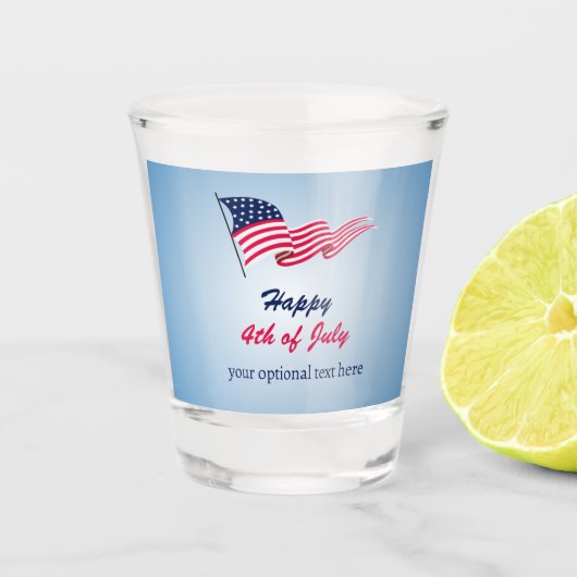 Gelukkig op 4 juli met Amerikaanse vlag Shot Glas (Voorkant)