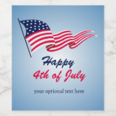Gelukkig op 4 juli met Amerikaanse vlag Wijn Etiket (Enkel label)