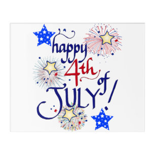 Gelukkig op 4 juli! Met vuurwerk en sterren Acryl Muurkunst