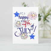 Gelukkig op 4 juli! Met vuurwerk en sterren Informatiekaartje (Staand voorkant)