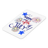 Gelukkig op 4 juli! Met vuurwerk en sterren Magnet Magneet (Linkerzijde)