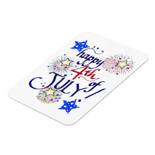 Gelukkig op 4 juli! Met vuurwerk en sterren Magnet Magneet (Linkerzijde)