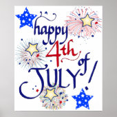 Gelukkig op 4 juli! Met vuurwerk en sterren Poster (Voorkant)