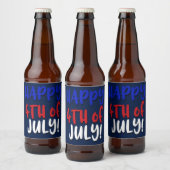 Gelukkig op 4 juli! | Patriottisch Bier Etiket (Flessen)