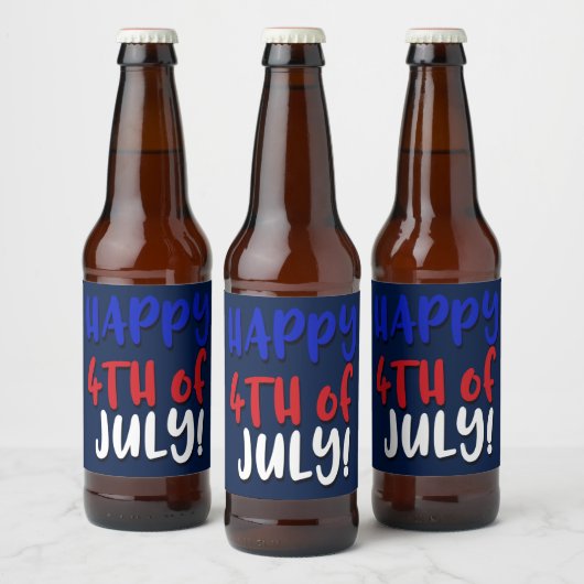 Gelukkig op 4 juli! | Patriottisch Bier Etiket (Flessen)