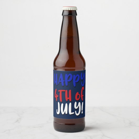 Gelukkig op 4 juli! | Patriottisch Bier Etiket (Voorkant)