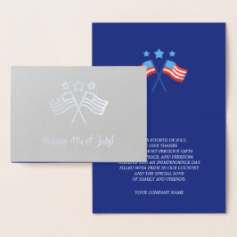 Gelukkig op 4 juli. Patriottisch ontwerp Folie Kaarten