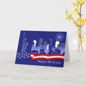 Gelukkig op 4 juli. Patriottisch ontwerp Kaart (Gele Bloem)