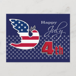 Gelukkig op 4 juli. Peace Dove Patriotic Feestdagenkaart