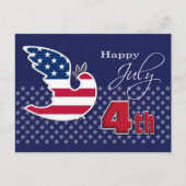 Gelukkig op 4 juli. Peace Dove Patriotic Feestdagenkaart (Voorkant)