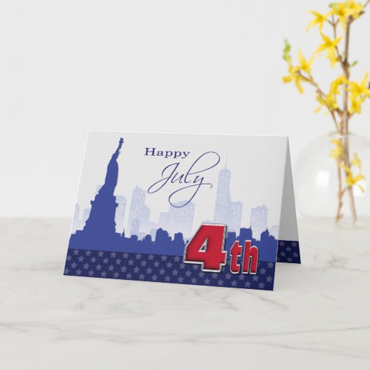 Gelukkig op 4 juli. Statue Of Liberty Kaart (Gele Bloem)