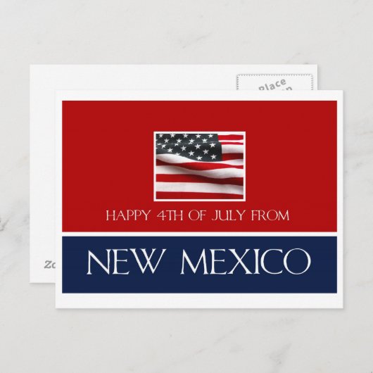 gelukkig op 4 juli uit New Mexico Briefkaart (Voorkant / Achterkant)