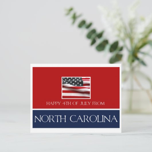 gelukkig op 4 juli uit North Carolina Briefkaart (Staand voorkant)