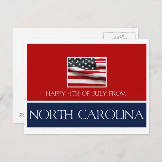 gelukkig op 4 juli uit North Carolina Briefkaart (Voorkant / Achterkant)