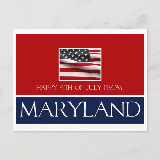 gelukkig op 4 juli van Maryland Briefkaart (Voorkant)