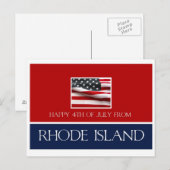 gelukkig op 4 juli van Rhode Island Briefkaart (Voorkant / Achterkant)