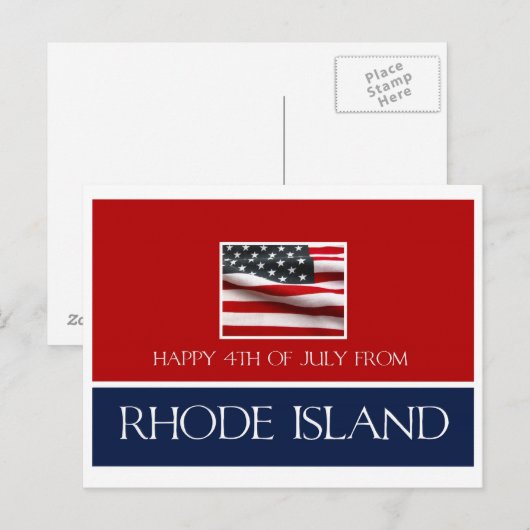 gelukkig op 4 juli van Rhode Island Briefkaart (Voorkant / Achterkant)