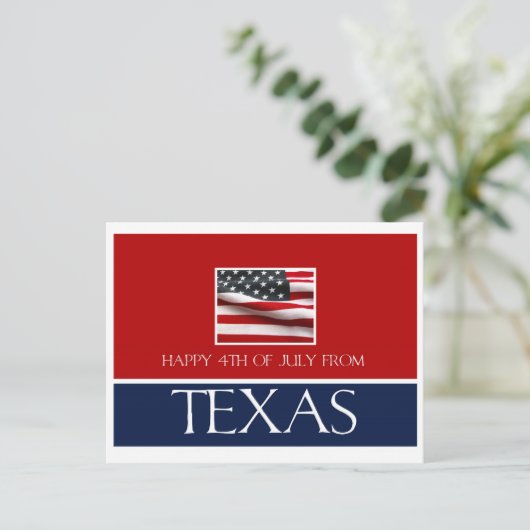 gelukkig op 4 juli van texas briefkaart (Staand voorkant)