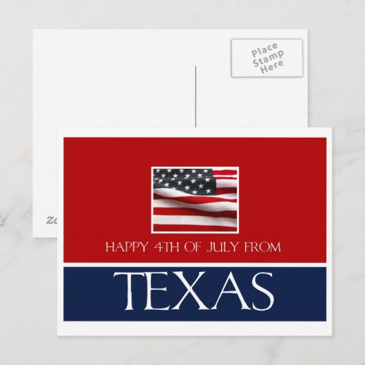 gelukkig op 4 juli van texas briefkaart (Voorkant / Achterkant)
