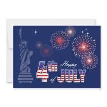Gelukkig op 4 juli. Vrijheidsbeeld en vuurwerk