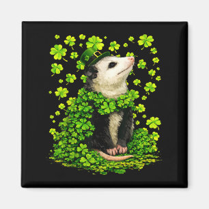 Gelukkig opossum met shamrocks klavers st patricks magneet