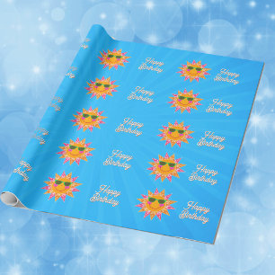 Gelukkig Oranje Feestelijke Zon Roze Geel Stralen Cadeaupapier