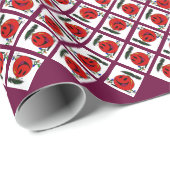 Gelukkig Ornament met rood streppapier Cadeaupapier (Rol Hoek)