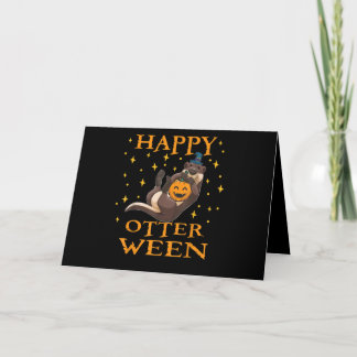 Gelukkig Otterween Knuffige Zee Otter Halloween Ko Kaart