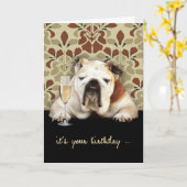 gelukkig over de heuvelverjaardag, humor, buldog kaart (Gele Bloem)