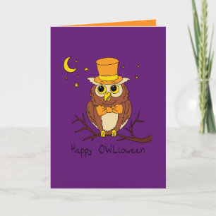 Gelukkig Owloween - Grappige Uil Halloween Wenskaa Kaart