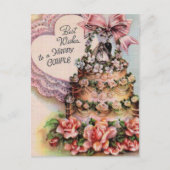 Gelukkig paar bruiloft taart briefkaart (Voorkant)