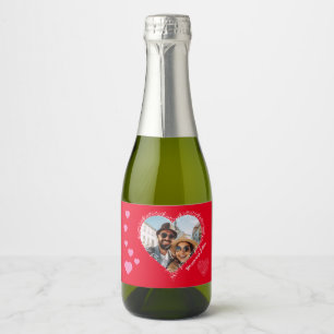 Gelukkig paar fizzy viering muziek liefhebber sparkling wijnetiket