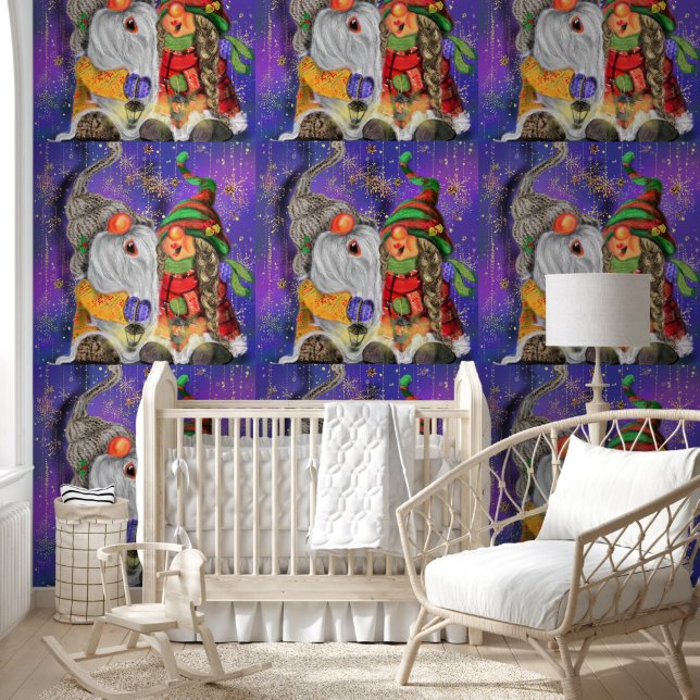 Gelukkig Paar Gnome Kerstmis Behang (Kinderen)