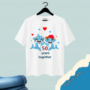 Gelukkig paar haaien t-shirt